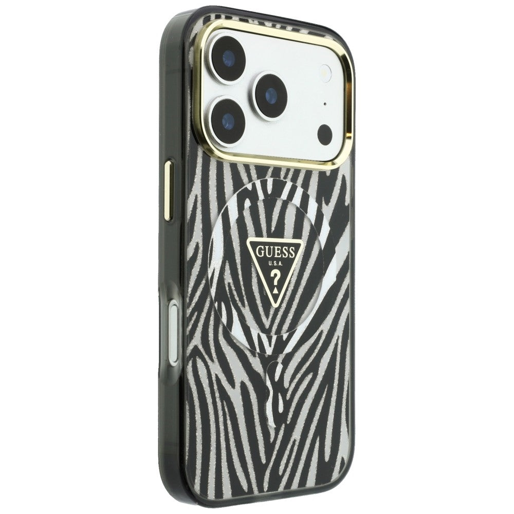 Guess iPhone 17 Pro/iPhone 18 Pro Kuori Zebra Glitter Hopea