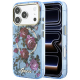 Guess iPhone 17 Pro/iPhone 18 Pro Kuori Glitter Blossom Roses Sininen