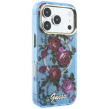 Guess iPhone 17 Pro/iPhone 18 Pro Kuori Glitter Blossom Roses Sininen
