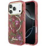 Guess iPhone 17 Pro Max/iPhone 18 Pro Max Kuori Glitter Blossom Roses Burgundy