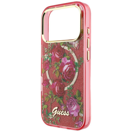 Guess iPhone 17 Pro Max/iPhone 18 Pro Max Kuori Glitter Blossom Roses Burgundy