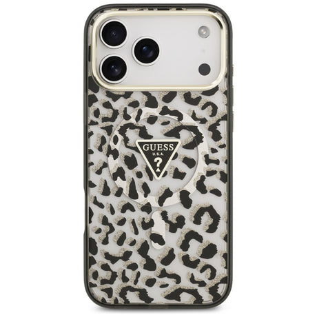 Guess iPhone 17 Pro Max/iPhone 18 Pro Max Kuori Leopard Glitter Musta