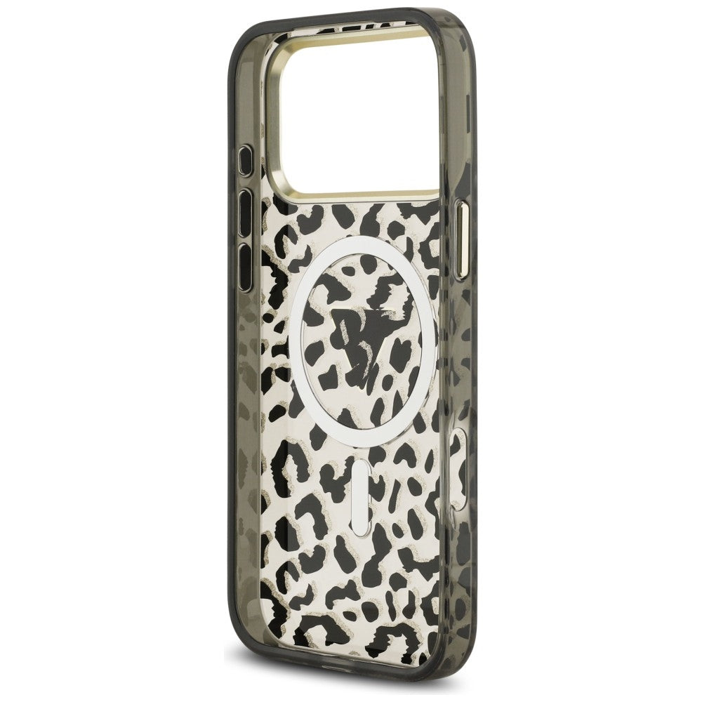 Guess iPhone 17 Pro Max/iPhone 18 Pro Max Kuori Leopard Glitter Musta
