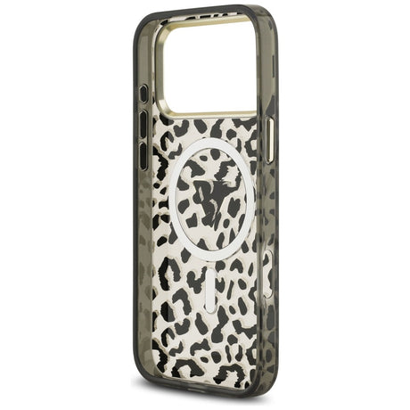 Guess iPhone 17 Pro Max/iPhone 18 Pro Max Kuori Leopard Glitter Musta