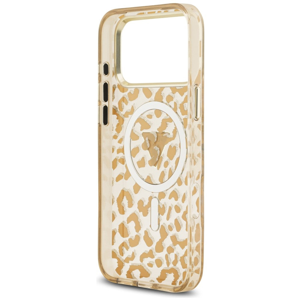 Guess iPhone 17 Pro/iPhone 18 Pro Kuori Leopard Glitter Ruskea