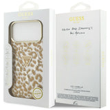 Guess iPhone 17 Pro/iPhone 18 Pro Kuori Leopard Glitter Ruskea