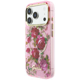 Guess iPhone 17 Pro/iPhone 18 Pro Kuori Glitter Blossom Roses Vaaleanpunainen