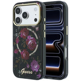 Guess iPhone 17 Pro/iPhone 18 Pro Kuori Glitter Blossom Roses Musta