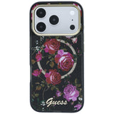 Guess iPhone 17 Pro/iPhone 18 Pro Kuori Glitter Blossom Roses Musta