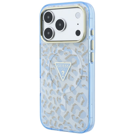 Guess iPhone 17 Pro Max/iPhone 18 Pro Max Kuori Leopard Glitter Sininen
