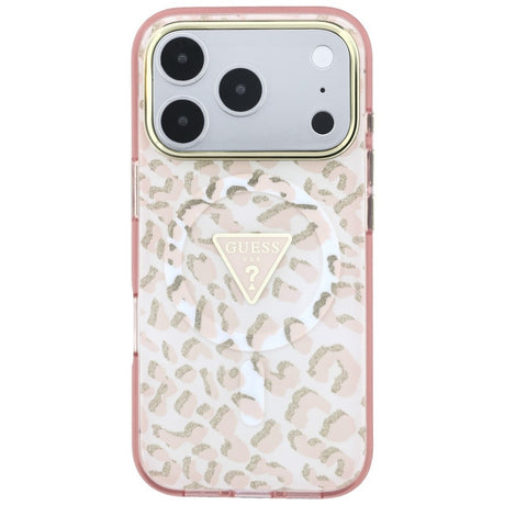 Guess iPhone 17 Pro/iPhone 18 Pro Kuori Leopard Glitter Vaaleanpunainen
