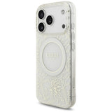 Guess iPhone 17 Pro/iPhone 18 Pro Kuori Electroplated Flowers Pearl Strap Valkoinen