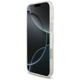 Guess iPhone 17 Pro Max/iPhone 18 Pro Max Kuori sähköpinnoitetuilla kukilla, helmiäisellä hihnalla, Valkoinen