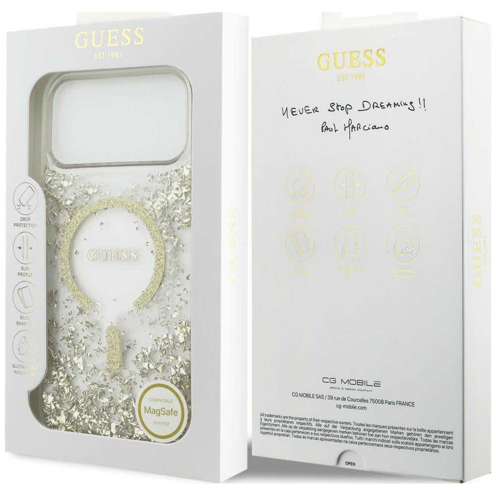 Guess iPhone 17 Pro Max/iPhone 18 Pro Max Kuori Resin Glitter Kulta