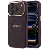 Guess iPhone 17 Pro/iPhone 18 Pro Kuori Saffiano Peony Embossed MagSafe Burgundy
