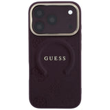 Guess iPhone 17 Pro/iPhone 18 Pro Kuori Saffiano Peony Embossed MagSafe Burgundy