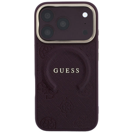 Guess iPhone 17 Pro/iPhone 18 Pro Kuori Saffiano Peony Embossed MagSafe Burgundy