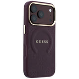 Guess iPhone 17 Pro/iPhone 18 Pro Kuori Saffiano Peony Embossed MagSafe Burgundy