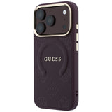 Guess iPhone 17 Pro Max/iPhone 18 Pro Max Kuori Saffiano Pioni kohokuvioitu MagSafe Burgundy