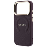 Guess iPhone 17 Pro Max/iPhone 18 Pro Max Kuori Saffiano Pioni kohokuvioitu MagSafe Burgundy