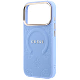 Guess iPhone 17 Pro/iPhone 18 Pro Kuori Saffiano Peony Embossed MagSafe Sininen