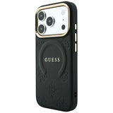 Guess iPhone 17 Pro Max/iPhone 18 Pro Max Kuori Saffiano Peony Embossed MagSafe Musta