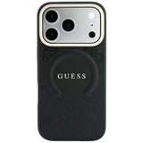 Guess iPhone 17 Pro Max/iPhone 18 Pro Max Kuori Saffiano Peony Embossed MagSafe Musta