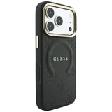 Guess iPhone 17 Pro Max/iPhone 18 Pro Max Kuori Saffiano Peony Embossed MagSafe Musta