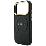 Guess iPhone 17 Pro Max/iPhone 18 Pro Max Kuori Saffiano Peony Embossed MagSafe Musta