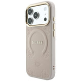 Guess iPhone 17 Pro/iPhone 18 Pro Kuori Saffiano Peony Embossed MagSafe Vaaleanpunainen