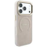 Guess iPhone 17 Pro/iPhone 18 Pro Kuori Saffiano Peony Embossed MagSafe Vaaleanpunainen