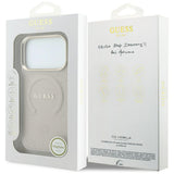 Guess iPhone 17 Pro/iPhone 18 Pro Kuori Saffiano Peony Embossed MagSafe Vaaleanpunainen