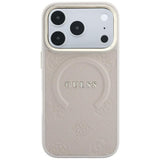 Guess iPhone 17 Pro Max/iPhone 18 Pro Max Kuori Saffiano Peony Embossed MagSafe Vaaleanpunainen