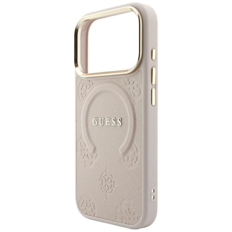 Guess iPhone 17 Pro Max/iPhone 18 Pro Max Kuori Saffiano Peony Embossed MagSafe Vaaleanpunainen