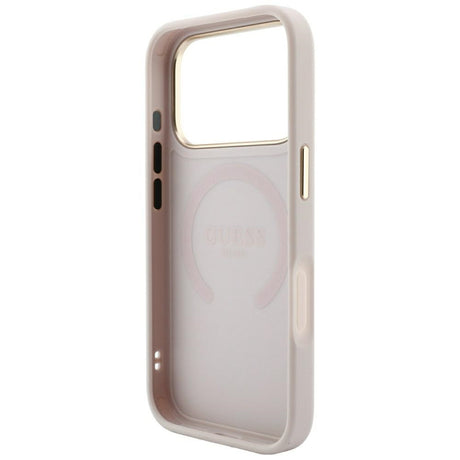 Guess iPhone 17 Pro Max/iPhone 18 Pro Max Kuori Saffiano Peony Embossed MagSafe Vaaleanpunainen