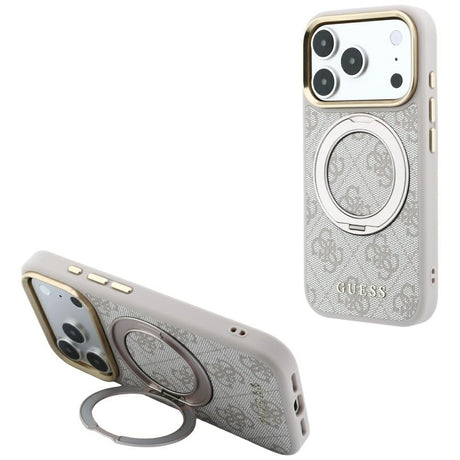 Guess iPhone 17 Pro Max/iPhone 18 Pro Max Kuori Ring Stand 4G Classic Logo Vaaleanpunainen