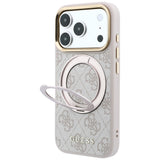 Guess iPhone 17 Pro Max/iPhone 18 Pro Max Kuori Ring Stand 4G Classic Logo Vaaleanpunainen