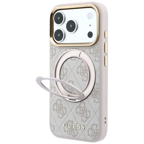 Guess iPhone 17 Pro Max/iPhone 18 Pro Max Kuori Ring Stand 4G Classic Logo Vaaleanpunainen