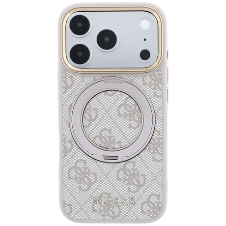 Guess iPhone 17 Pro Max/iPhone 18 Pro Max Kuori Ring Stand 4G Classic Logo Vaaleanpunainen