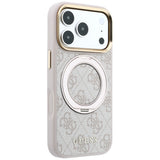 Guess iPhone 17 Pro Max/iPhone 18 Pro Max Kuori Ring Stand 4G Classic Logo Vaaleanpunainen