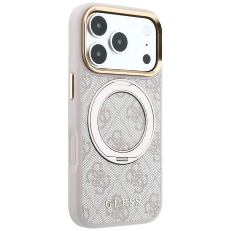 Guess iPhone 17 Pro Max/iPhone 18 Pro Max Kuori Ring Stand 4G Classic Logo Vaaleanpunainen