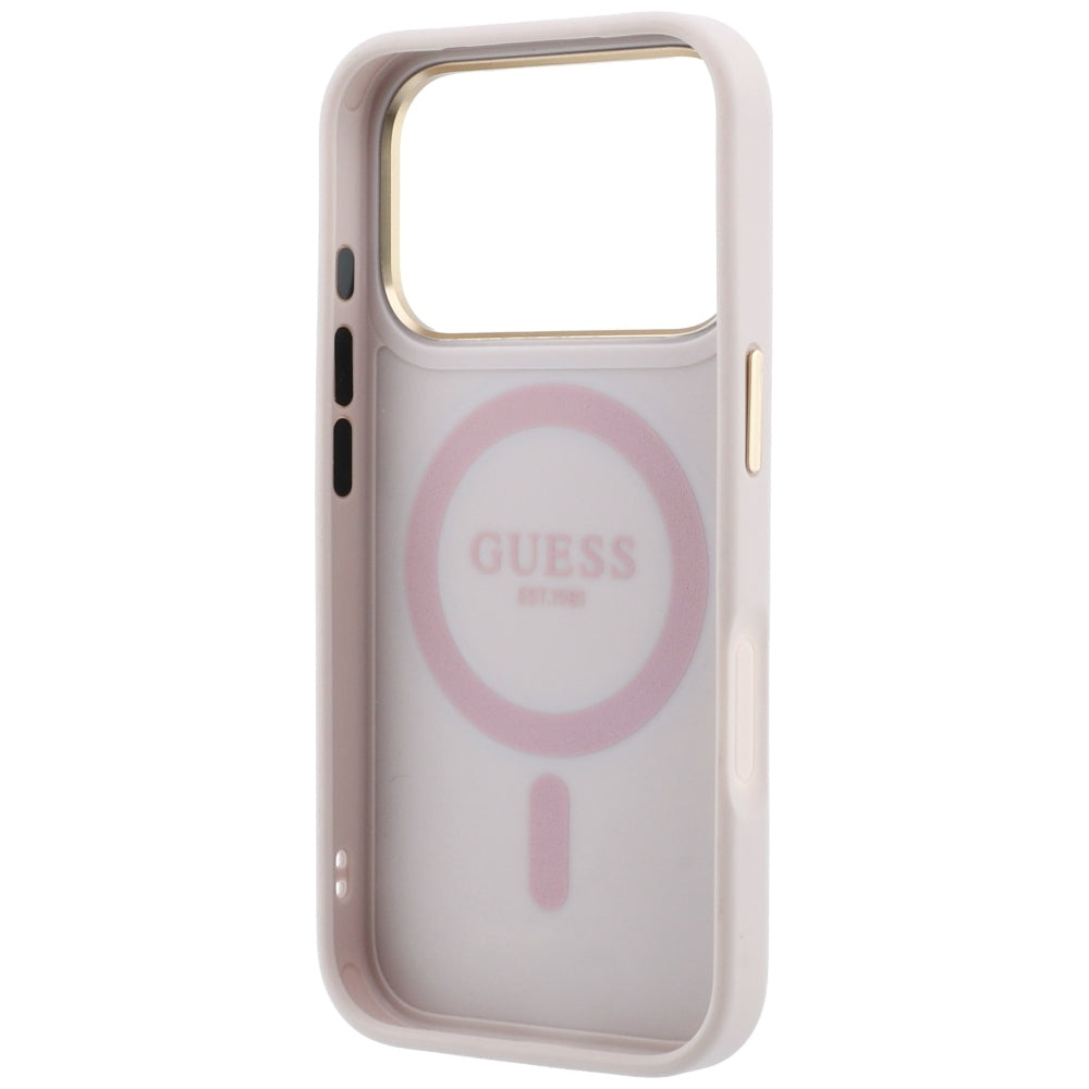 Guess iPhone 17 Pro Max/iPhone 18 Pro Max Kuori Ring Stand 4G Classic Logo Vaaleanpunainen