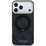 Guess iPhone 17 Pro/iPhone 18 Pro Kuori Ring Stand 4G Classic Logo Musta