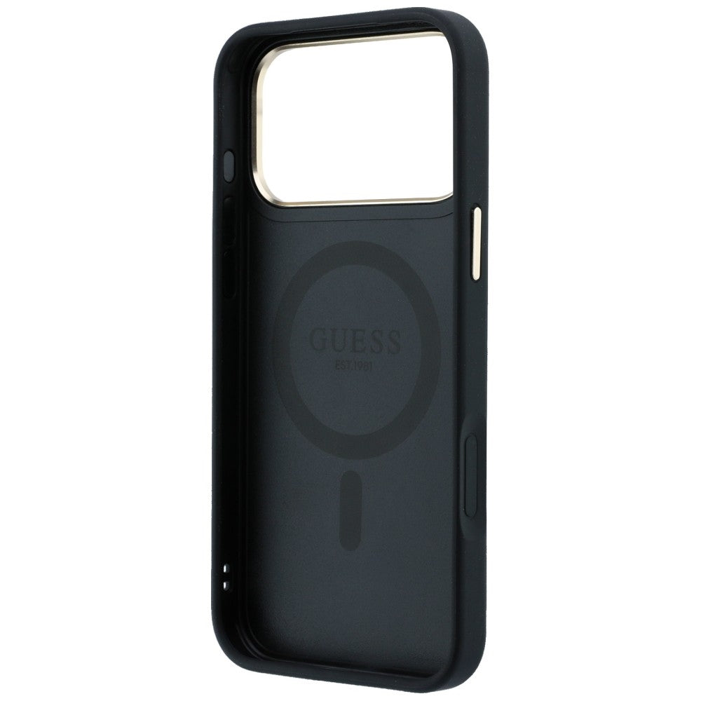 Guess iPhone 17 Pro/iPhone 18 Pro Kuori Ring Stand 4G Classic Logo Musta
