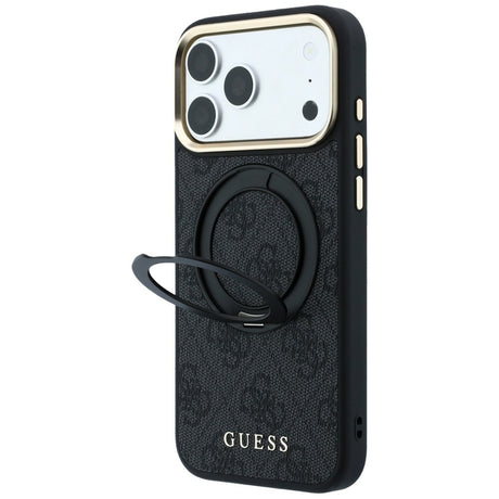 Guess iPhone 17 Pro Max/iPhone 18 Pro Max Kuori Ring Stand 4G Classic Logo Musta