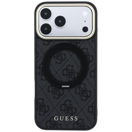 Guess iPhone 17 Pro Max/iPhone 18 Pro Max Kuori Ring Stand 4G Classic Logo Musta