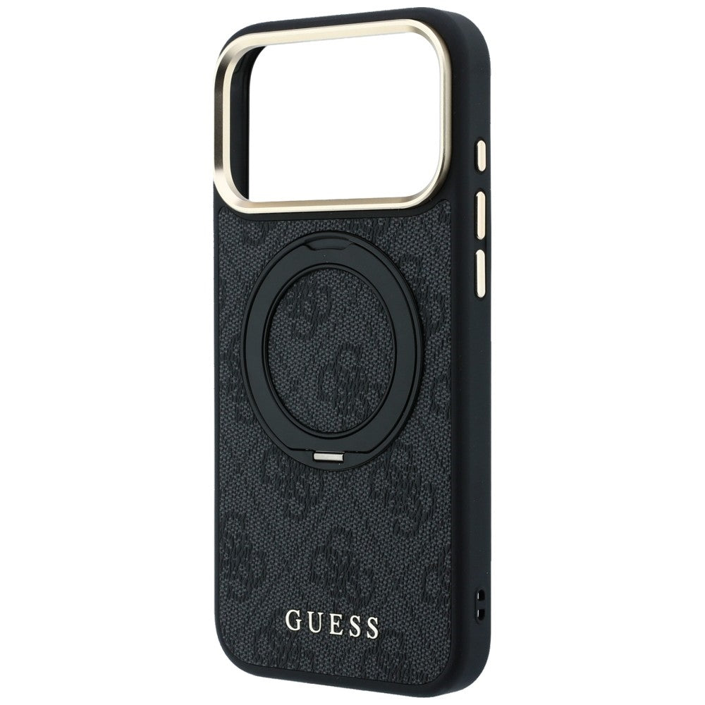 Guess iPhone 17 Pro Max/iPhone 18 Pro Max Kuori Ring Stand 4G Classic Logo Musta