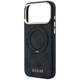 Guess iPhone 17 Pro Max/iPhone 18 Pro Max Kuori Ring Stand 4G Classic Logo Musta