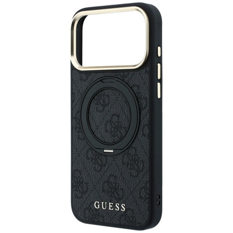 Guess iPhone 17 Pro Max/iPhone 18 Pro Max Kuori Ring Stand 4G Classic Logo Musta