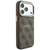Guess iPhone 17 Pro/iPhone 18 Pro Kuori 4G Embossed MagSafe Ruskea